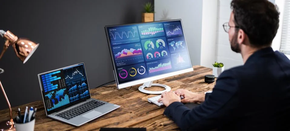 KPI Business Analytics Data Dashboard. Analyst Stock Photos