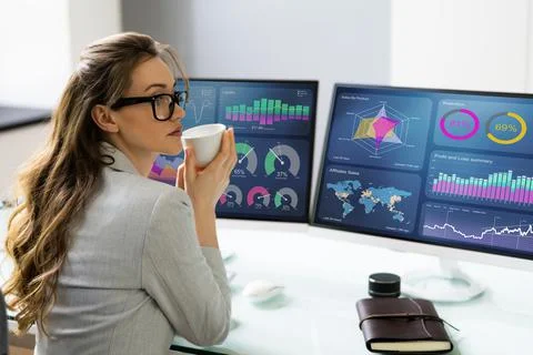 KPI Business Analytics Data Dashboard. Analyst Stock Photos