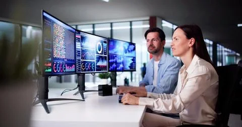 KPI Business Analytics Data Dashboard. Analyst Using Computer 写真素材