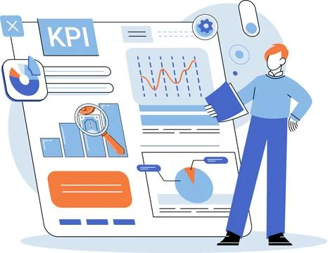 KPI. Business. Evaluation processes ensures efficiency and effectiveness 스톡 일러스트