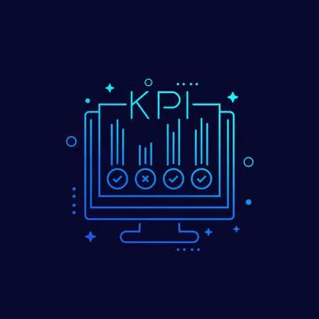 KPI, business indicators, vector linear icon Stock Illustration