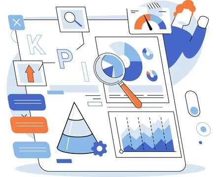 KPI. Business. Performance evaluation measures effectiveness strategies 스톡 일러스트