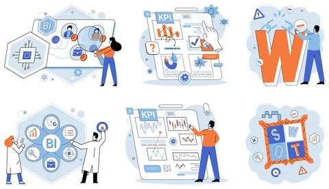 KPI. Business. Performance improvement is continuous process. Information is Stock Illustration