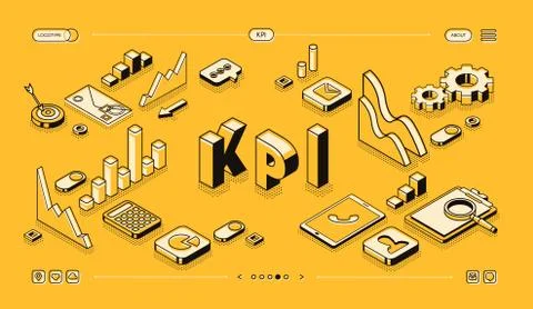 KPI business performance vector isometric halftone Иллюстрация