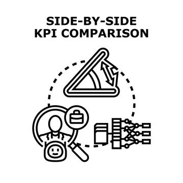 Kpi comparison evaluating business key performance indicators Stock Illustration