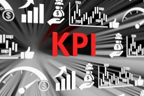 KPI concept blurred background 3d render illustration Stock Illustration