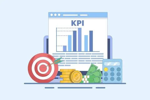 KPI Concept, Business Technical Key Performance Indicators. Illustrazione stock