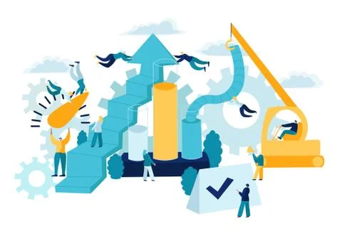 KPI concept, evaluation, optimization, strategy, checklist and measurement. K 스톡 일러스트