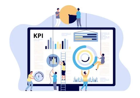 KPI concept. Key performance indicator marketing, business digital metric Illustrazione stock