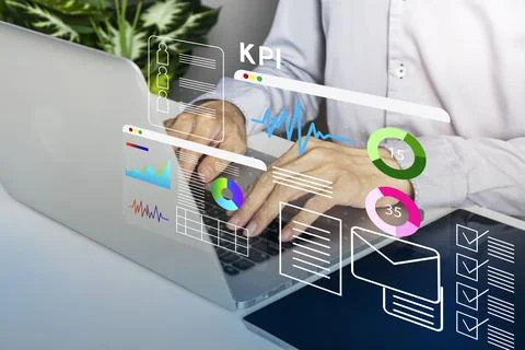 KPI concept, Key Performance Indicator concept, data management for perform.. Stockfoto's