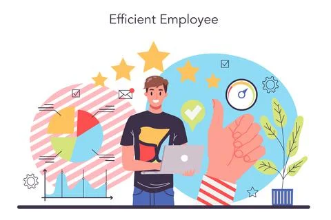 KPI concept. Key performance indicators. Employee evaluation Illustrazione stock