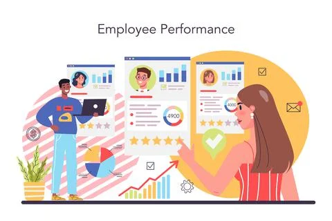 KPI concept. Key performance indicators. Employee evaluation Stock Illustration