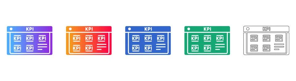 KPI Dashboard Analytics Icon Set 스톡 일러스트