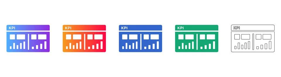 KPI Dashboard Analytics Icon Set Stock Illustration
