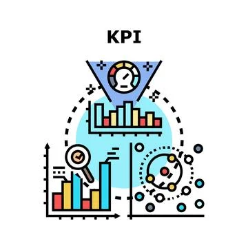 Kpi dashboard analyzing key performance indicator metrics Stock Illustration
