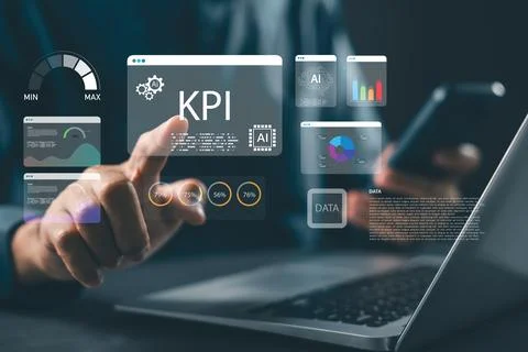 KPI dashboard data analytics ai technology performance digital strategy bus.. Stock Photos