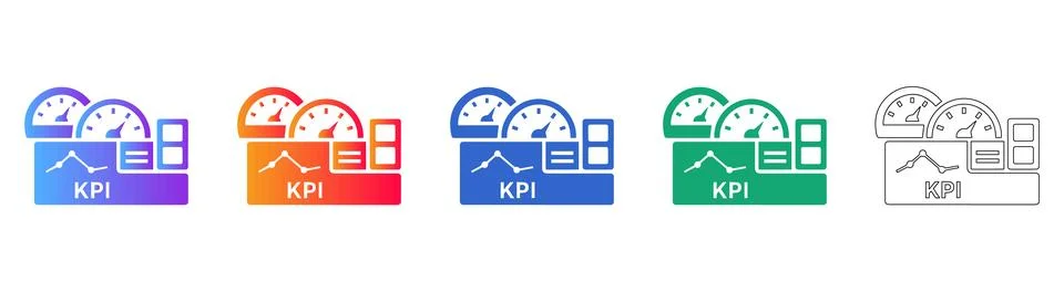 KPI Dashboard Performance Icons in Gradient Stock Illustration