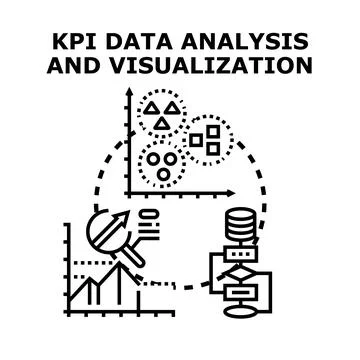 Kpi data analysis and visualization concept illustration Illustrazione stock