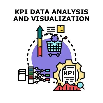 Kpi data analysis and visualization business concept Stock Illustration