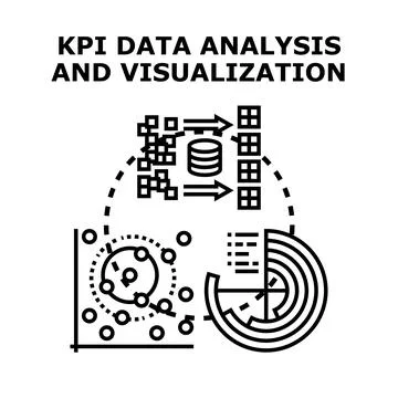 Kpi data analysis and visualization vector concept 库存插图