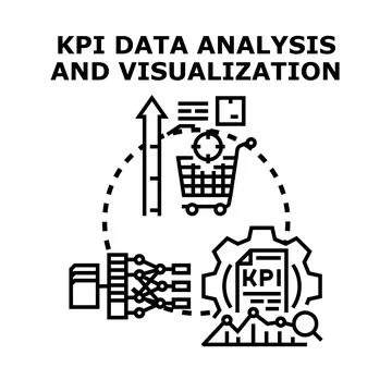 Kpi data analysis and visualization business concept Stock Illustration