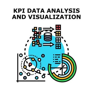 Kpi data analysis and visualization vector concept Stock Illustration