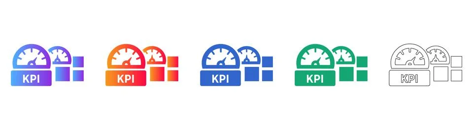 KPI Data Dashboard Analytics Icons Иллюстрация
