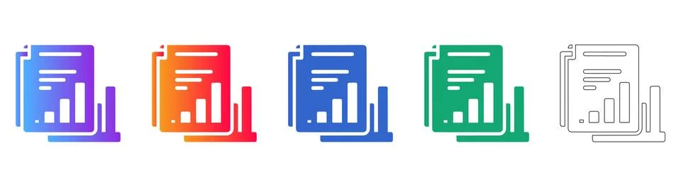 KPI Document Comparison Data Icon Set Illustrazione stock