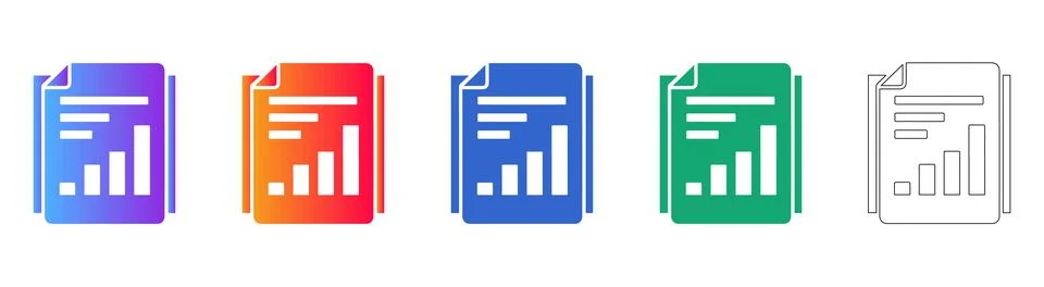KPI Document Summary Icon Set Stock Illustration