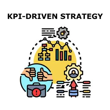 Kpi driven strategy analyzing business performance measuring goals Stock Illustration