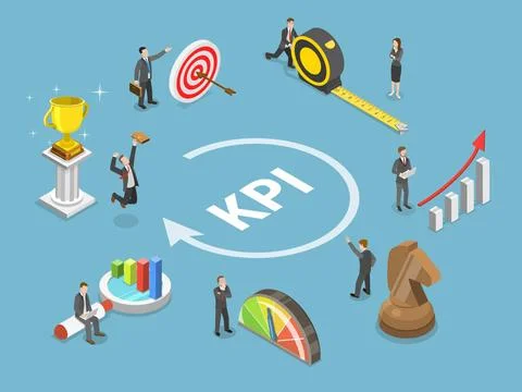 KPI flat isometric vector concept. Key performance indicator flat isometri... Stock Photos