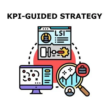 Kpi guided strategy evaluating business performance and growth 库存插图