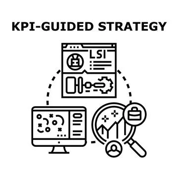 Kpi guided strategy evaluating business performance and growth Stock Illustration