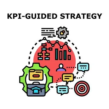 Kpi guided strategy planning managing performance development Stock Illustration