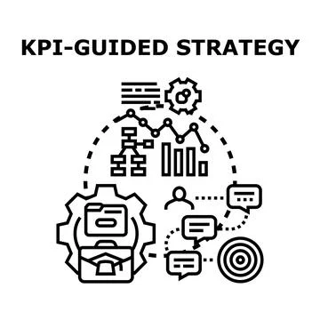 Kpi guided strategy planning managing performance development Stock Illustration