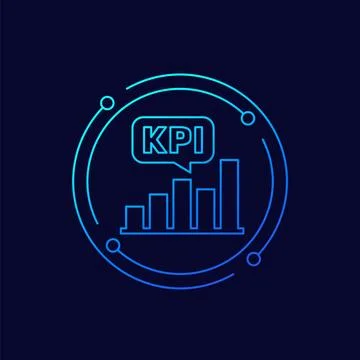 KPI icon with a graph, linear design Stock Illustration
