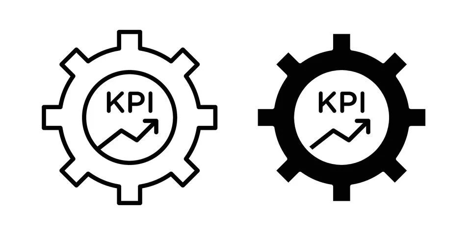 KPI icon linear versions pack on white background イラスト素材
