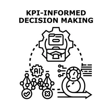 Kpi informed decision making process vector concept Illustrazione stock