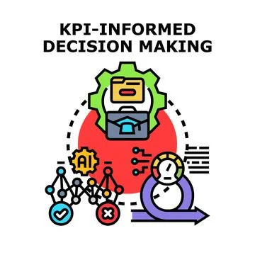 Kpi informed decision making process vector concept Illustrazione stock