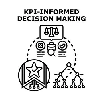 Kpi informed decision making process concept Stock Illustration