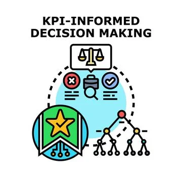Kpi informed decision making process concept Stock Illustration