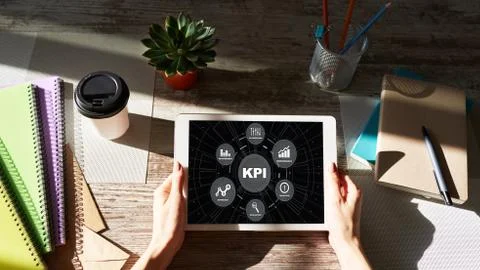 KPI - Key performance indicator. Business process efficiency improvement. Stock Photos