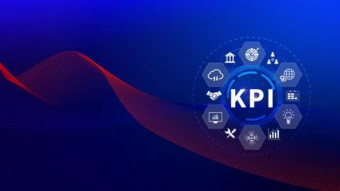 KPI, Key Performance Indicator concept, Management data System KPI connecte.. Illustrazione stock