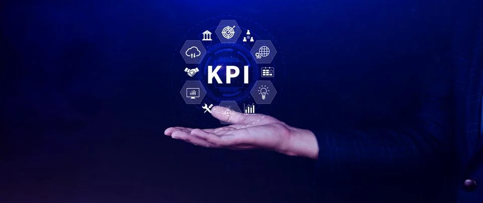 KPI, Key Performance Indicator concept, Management data System KPI connecte.. Stock Photos