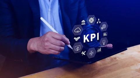 KPI, Key Performance Indicator concept, Management data System KPI connecte.. Foto stock