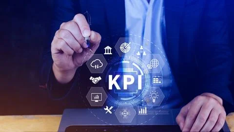 KPI, Key Performance Indicator concept, Management data System KPI connecte.. Stock Photos