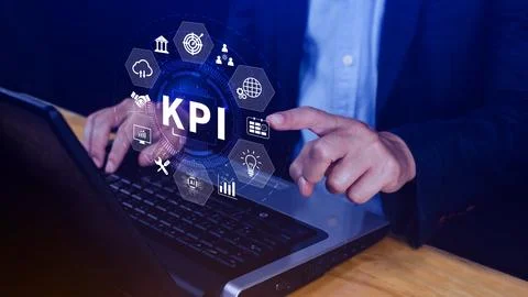 KPI, Key Performance Indicator concept, Management data System KPI connecte.. Stock Photos