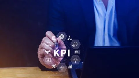 KPI, Key Performance Indicator concept, Management data System KPI connecte.. Stock Photos