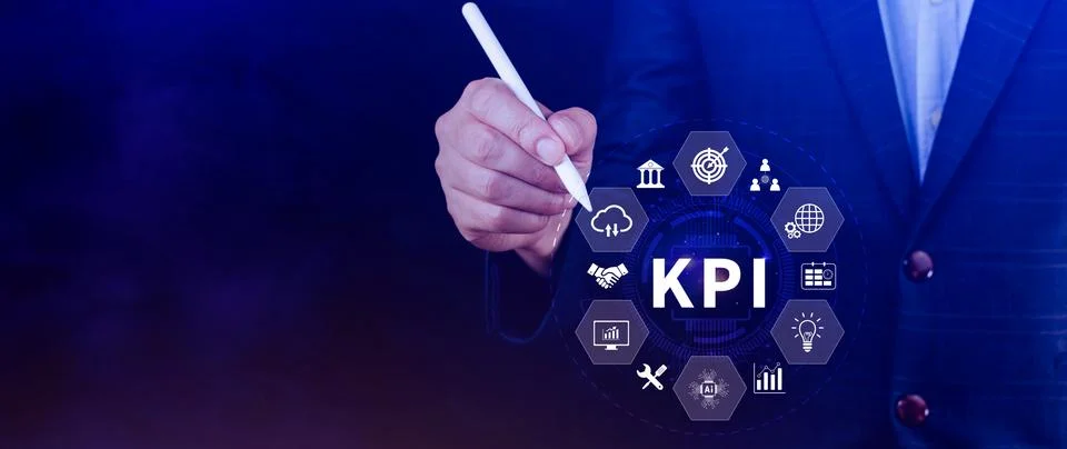 KPI, Key Performance Indicator concept, Management data System KPI connecte.. Stock Photos
