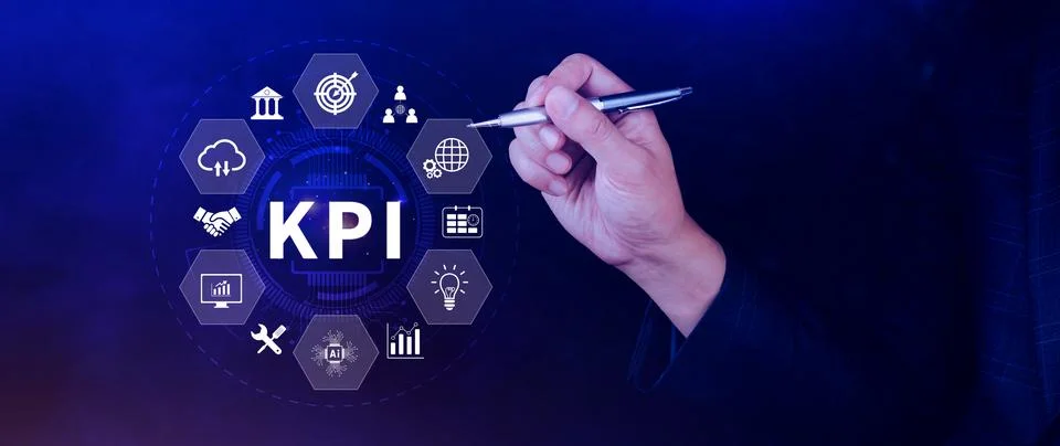 KPI, Key Performance Indicator concept, Management data System KPI connecte.. Stock Photos